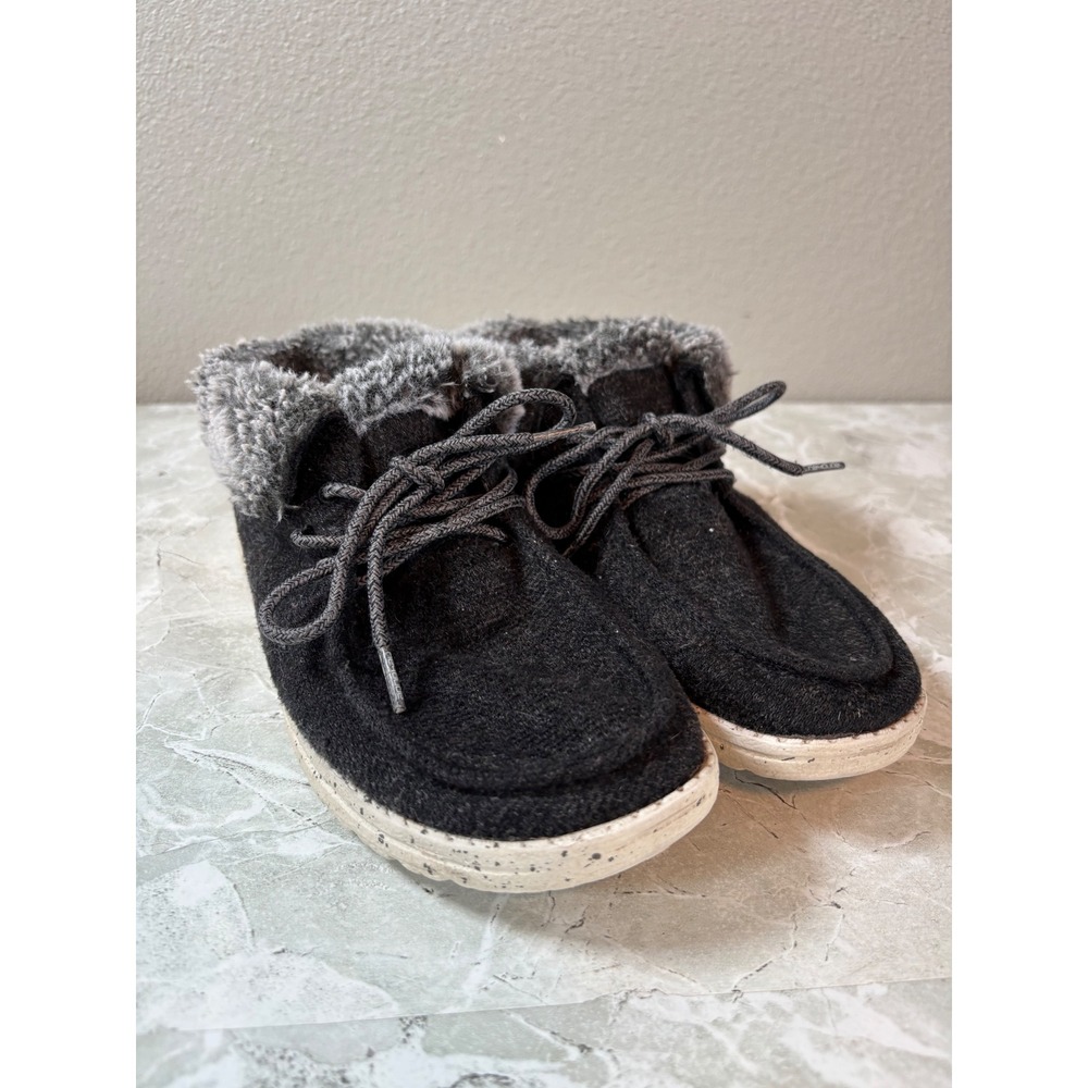 Hey Dude Britt Black Faux Fur Lined Boots Women's Size 7 Comfort Winter Cozy